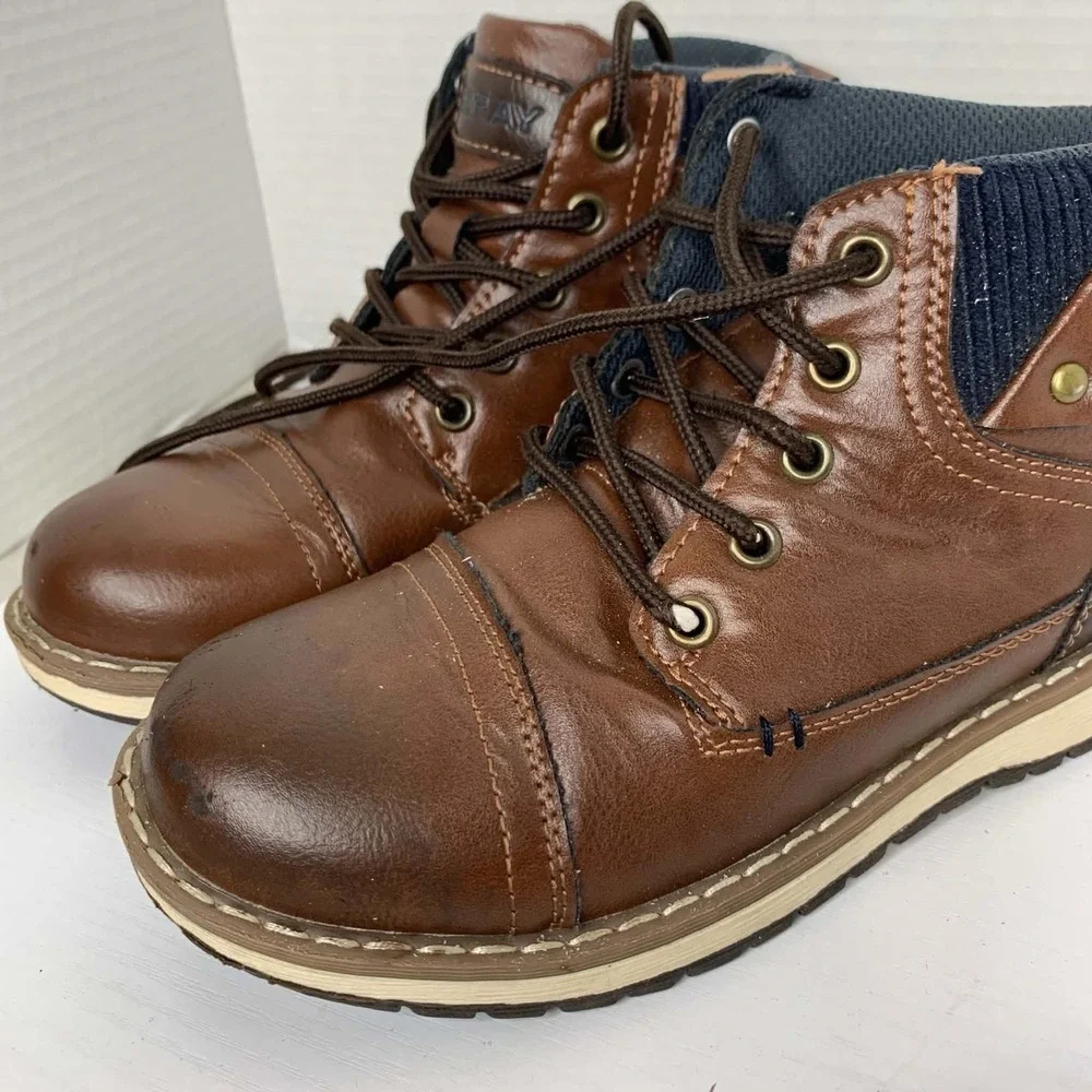 XRAY Brown Synthetic Leather Cap Toe Lace-Up Ankle Boots Casual Dressy